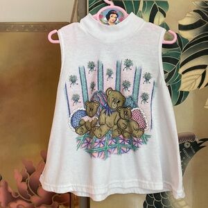 Vintage Aline teddy bear cotttagecore tank t-shirt sz 3